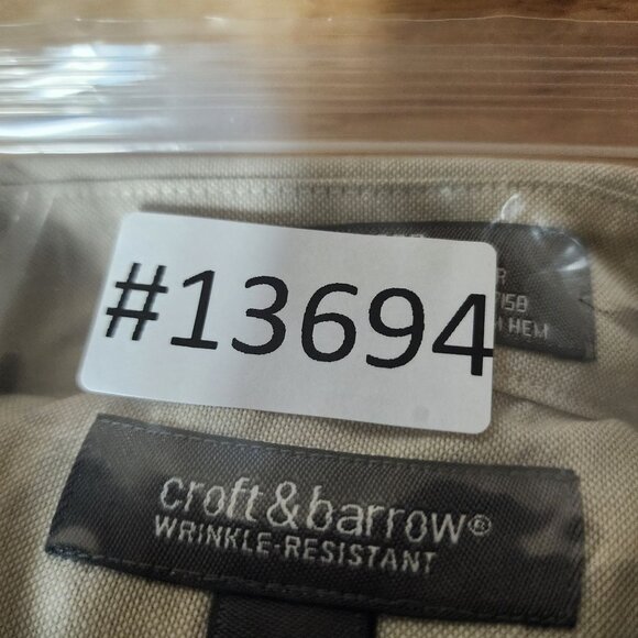 Croft & Barrow Mens Beige Wrinkle-Resistant Oxford Shirt Size 16 34/35 *NWT* - Picture 9 of 9